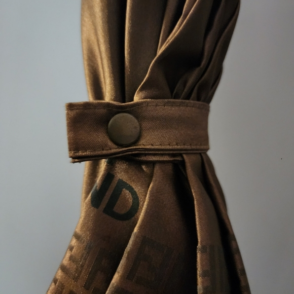Vintage x 80s Fendi FF Motif Zucchino Print Wood Grain Umbrella - Picture 8 of 16